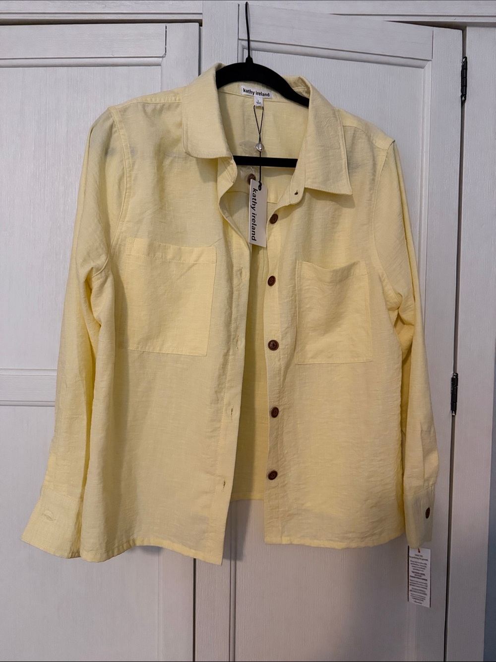 kathy ireland Pale Yellow Button-Up Shirt Jacket